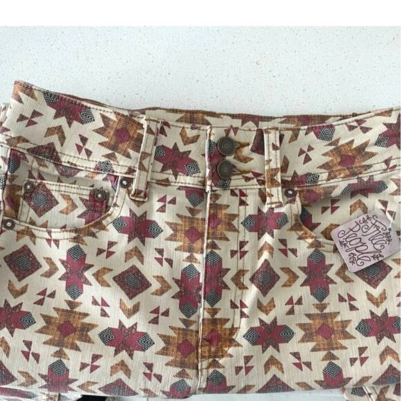 Free People Wild Child Printed Aztec High Waist Rise Skinny Jeans 27 X 28 NWT - Picture 10 of 10